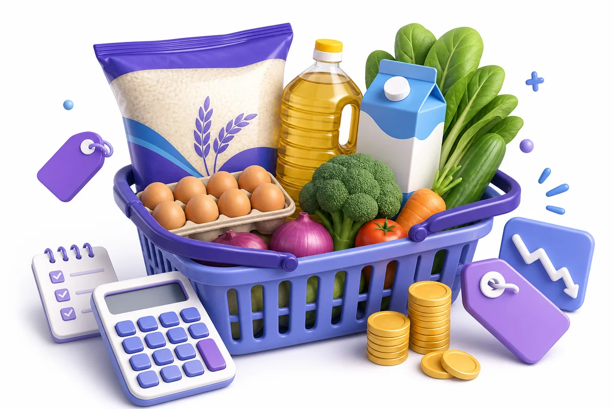 Mineral water grocery price comparison illustration