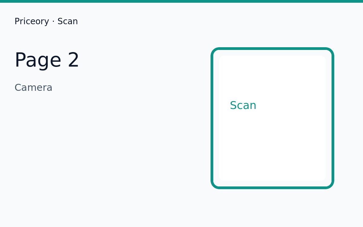 Priceory Scan — camera with page counter. Instant & Private.