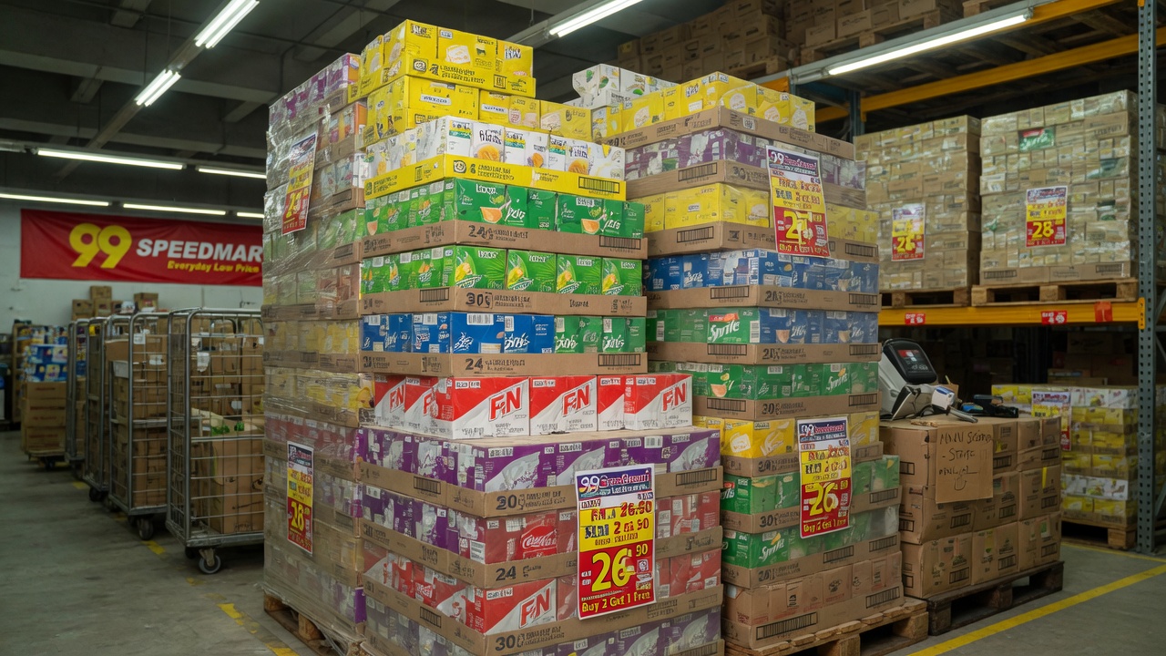 Multi-pack cartons can crush unit price for stable brands Stacked bulk multi-pack cartons warehouse style 99 shopping