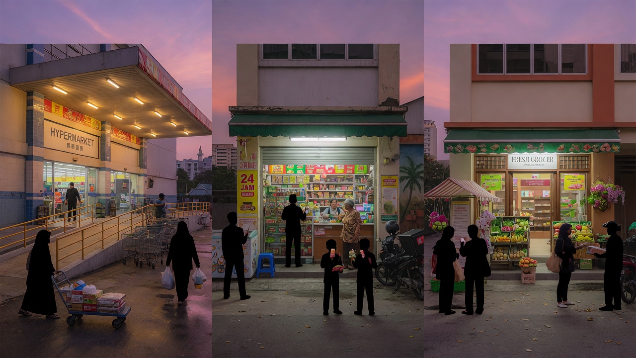 Compare the same pack across Malaysian supermarket chains