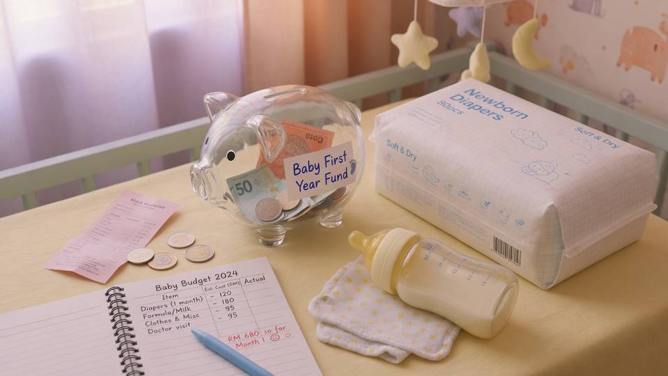 Baby first-year costs planning with diapers and budget