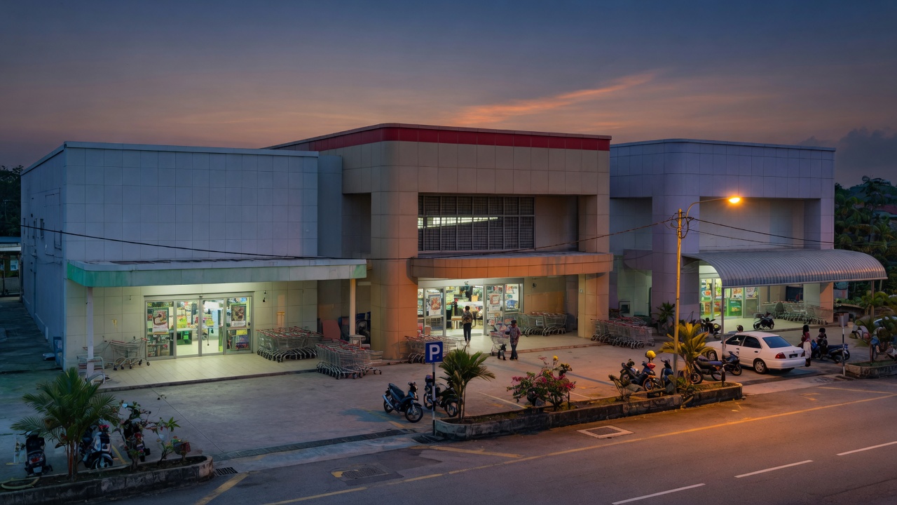 Cheapest supermarket myth multi-store Malaysia exteriors