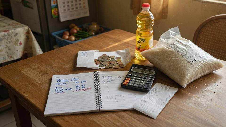 Malaysia grocery cost of living — budget notebook and staples