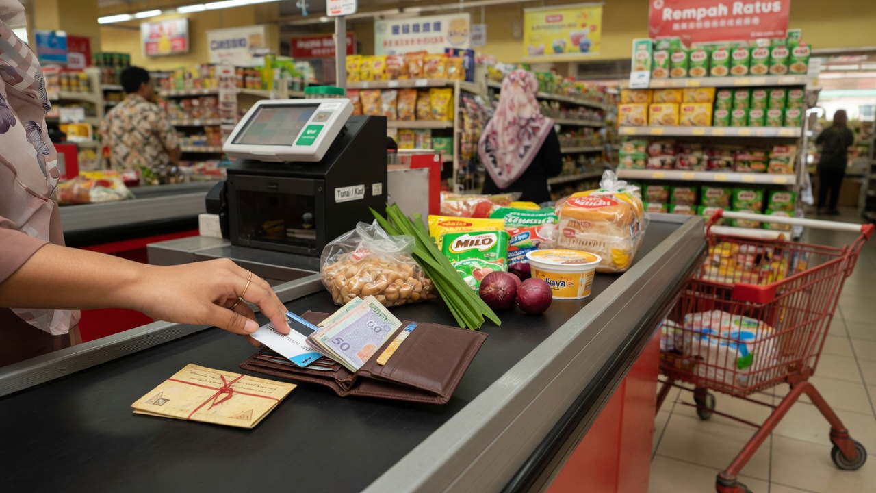 Type A cash · B debit · C credit for groceries