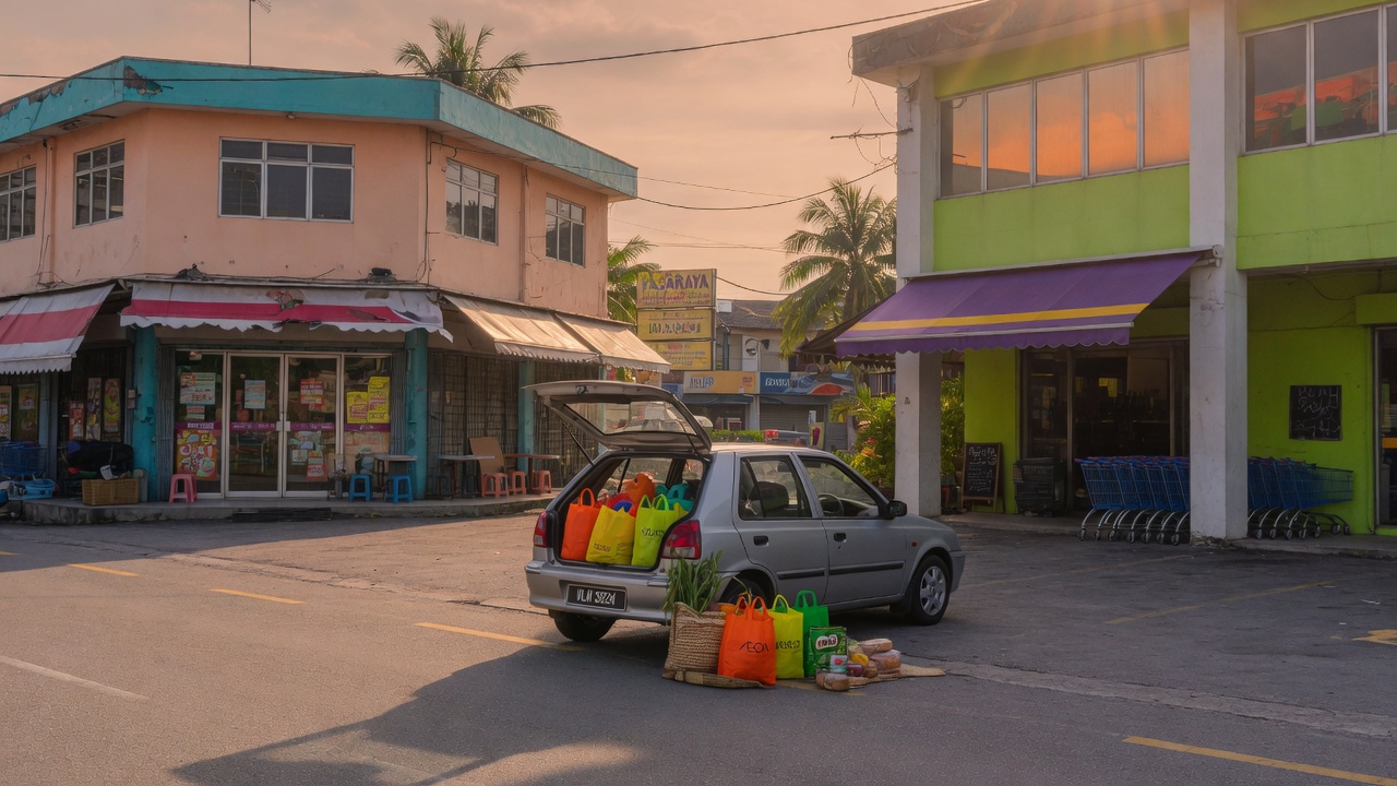 Two-store grocery route drive Malaysia petrol plan