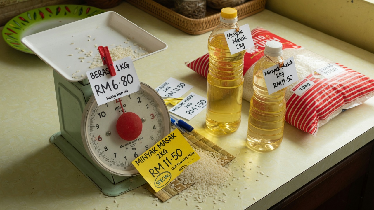 Unit price shopping rice oil kitchen scale Malaysia