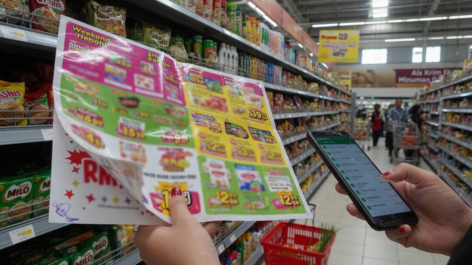 Weekend supermarket flyer strategy with phone compare