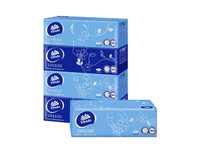 Vinda Deluxe 3Ply Facial Tissue Blue 80pcs x 4