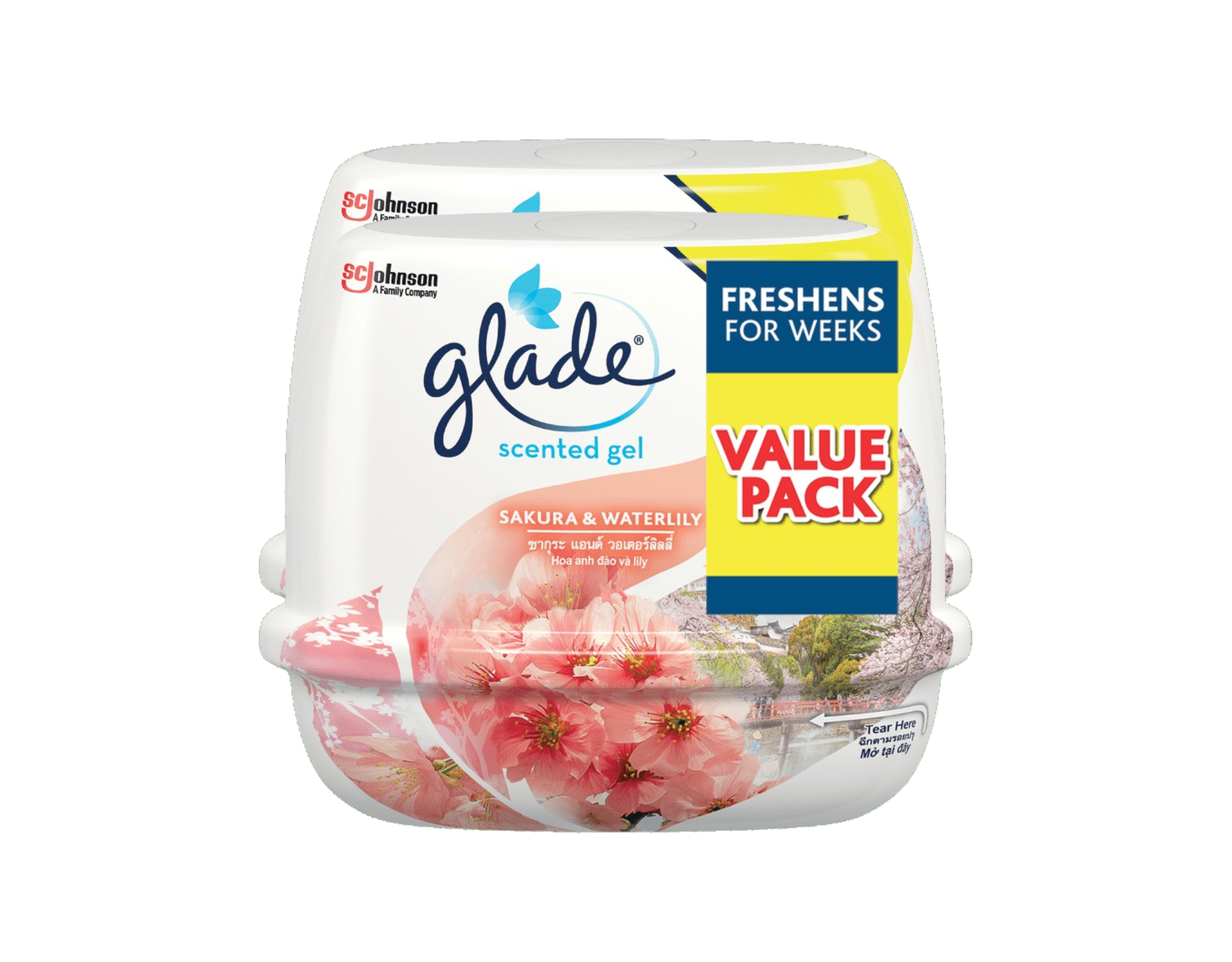Glade Gel Sakura Twin Pack, 2×180g – Continuous Freshness