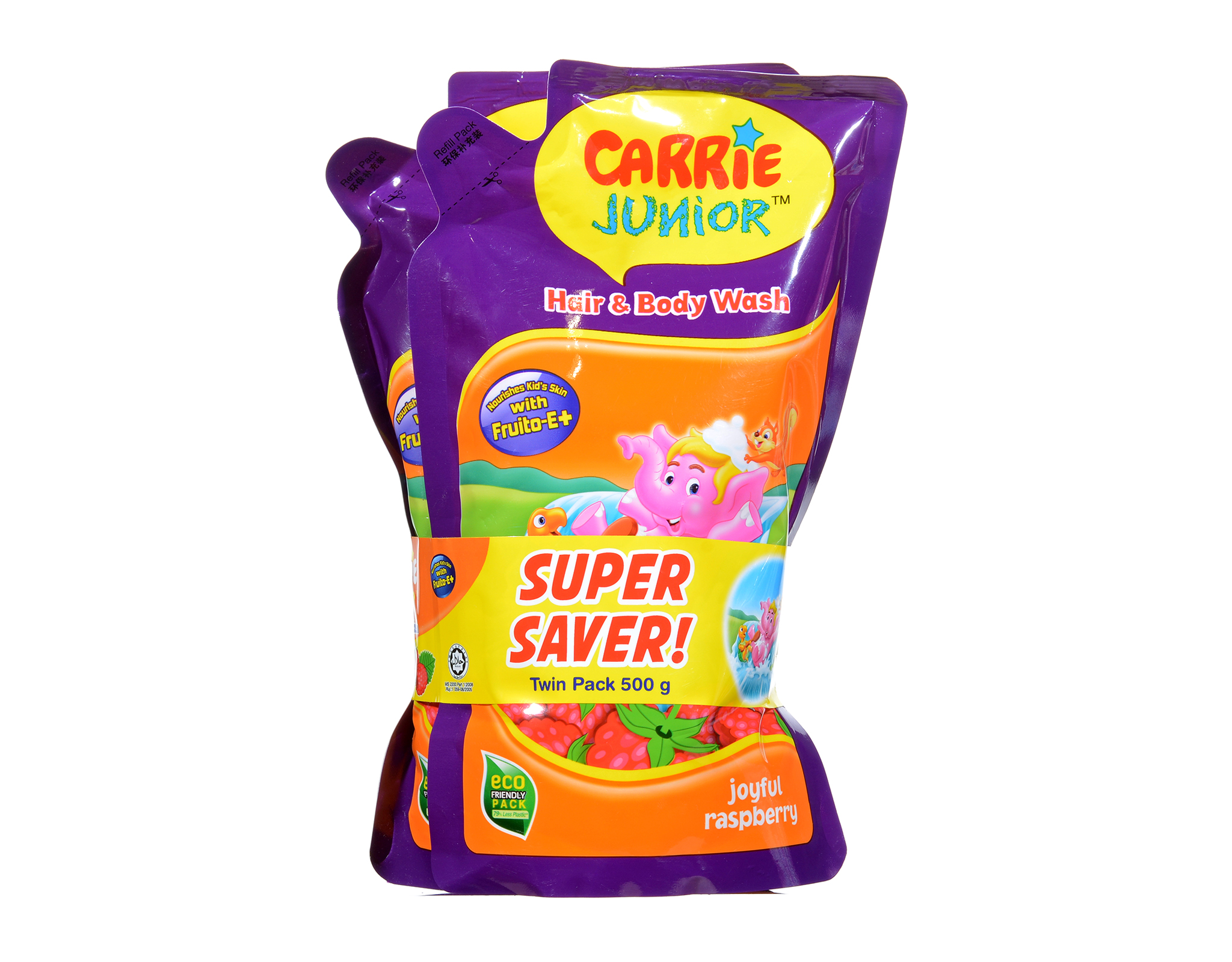 Carrie Junior Hair & Body Wash Joyful Raspberry Pouch
