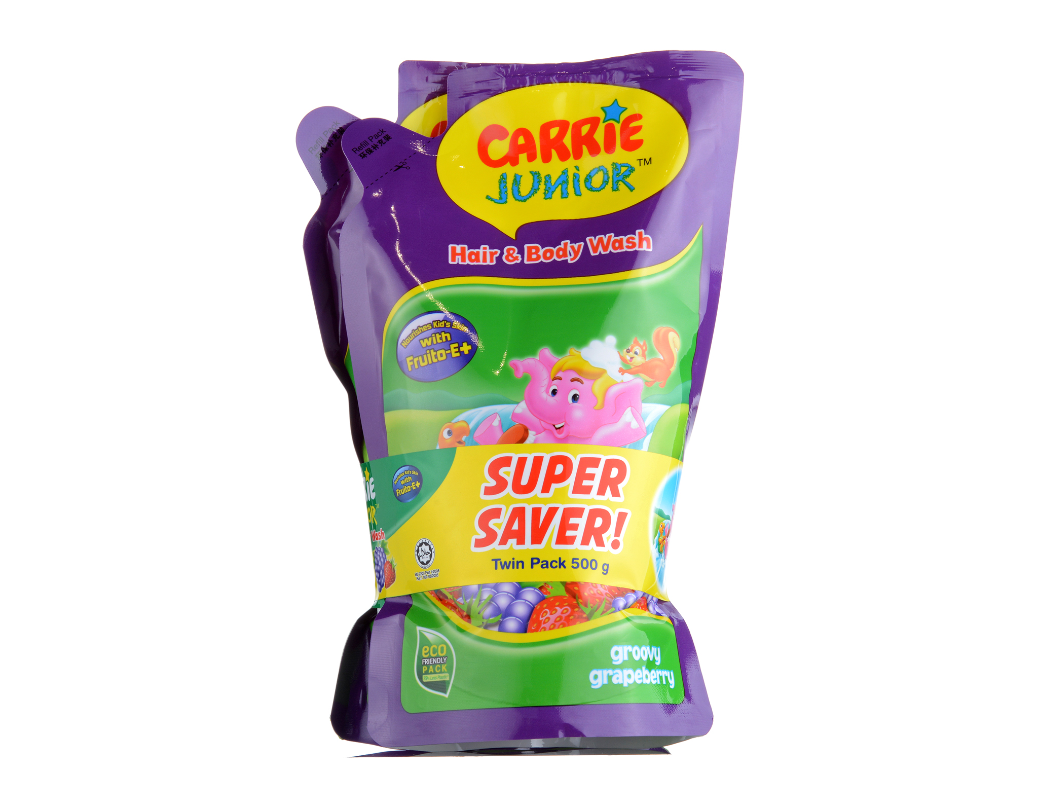 Carrie Junior Hair & Body Wash Groovy Grapeberry Pouch
