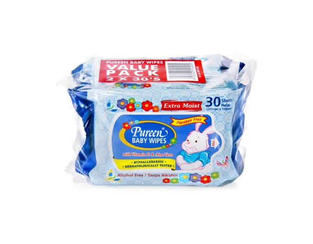 Pureen Baby Wipes Pouch Pack (Blue)