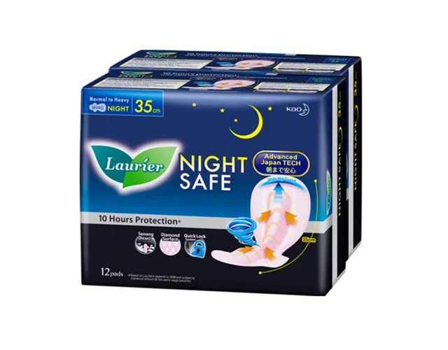 Laurier Night Safe 35cm Twin Pack 2×12 Pads