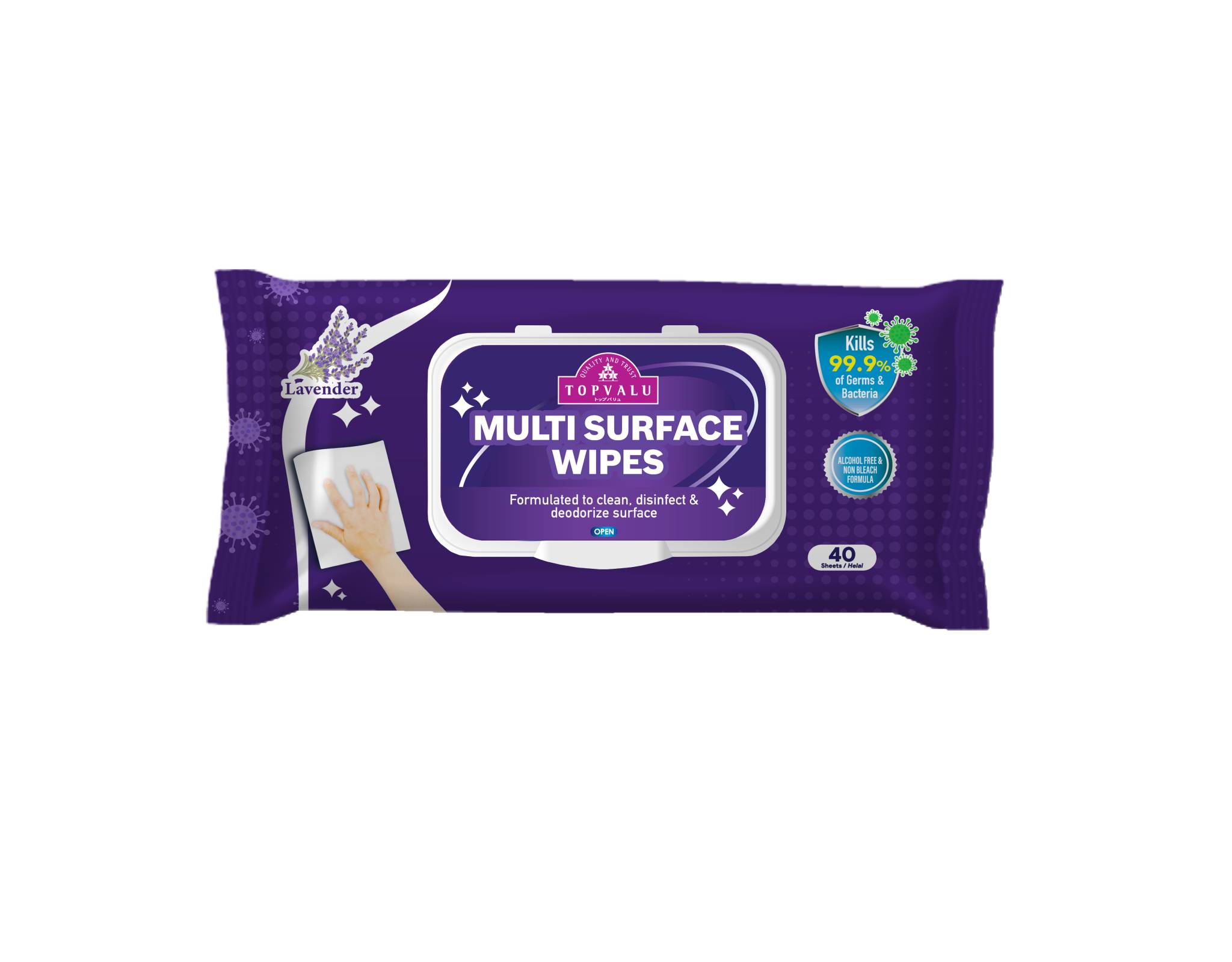 Topvalu Multi Surface Wipes Lavender