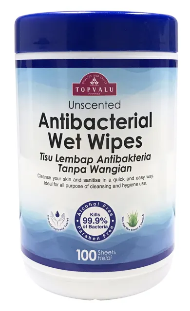 Topvalu Antibacteria Wet Wipes 100's Canister