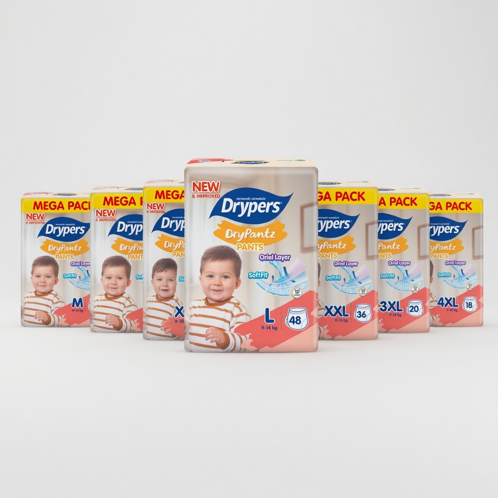 Drypers Drypantz Mega M58/l48/xl42/xxl36/3xl20/4xl18