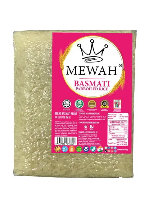 Mewah Basmathi Parboiled Rice 1kg
