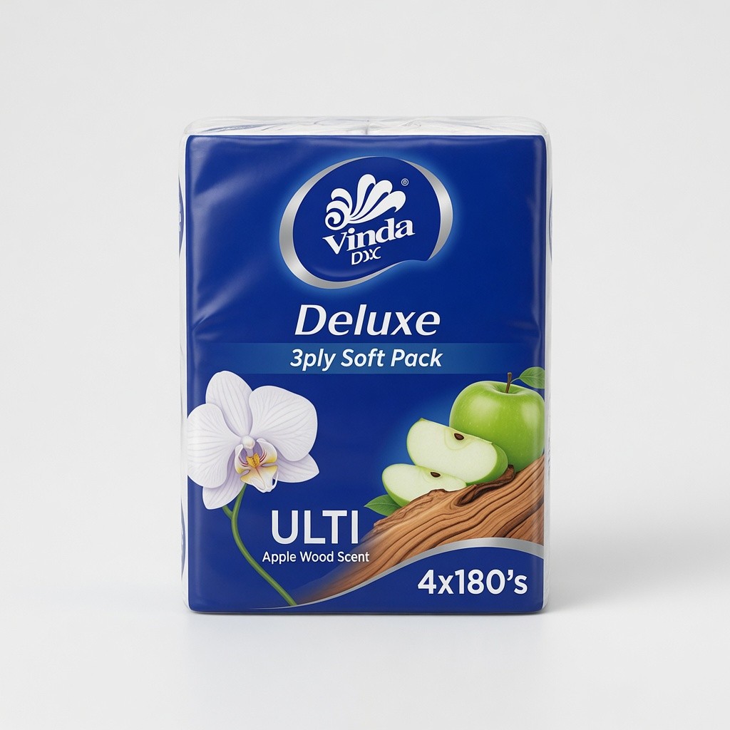 Vinda Deluxe 3ply Soft Pack Ulti Apple Wood Scent Tissue
