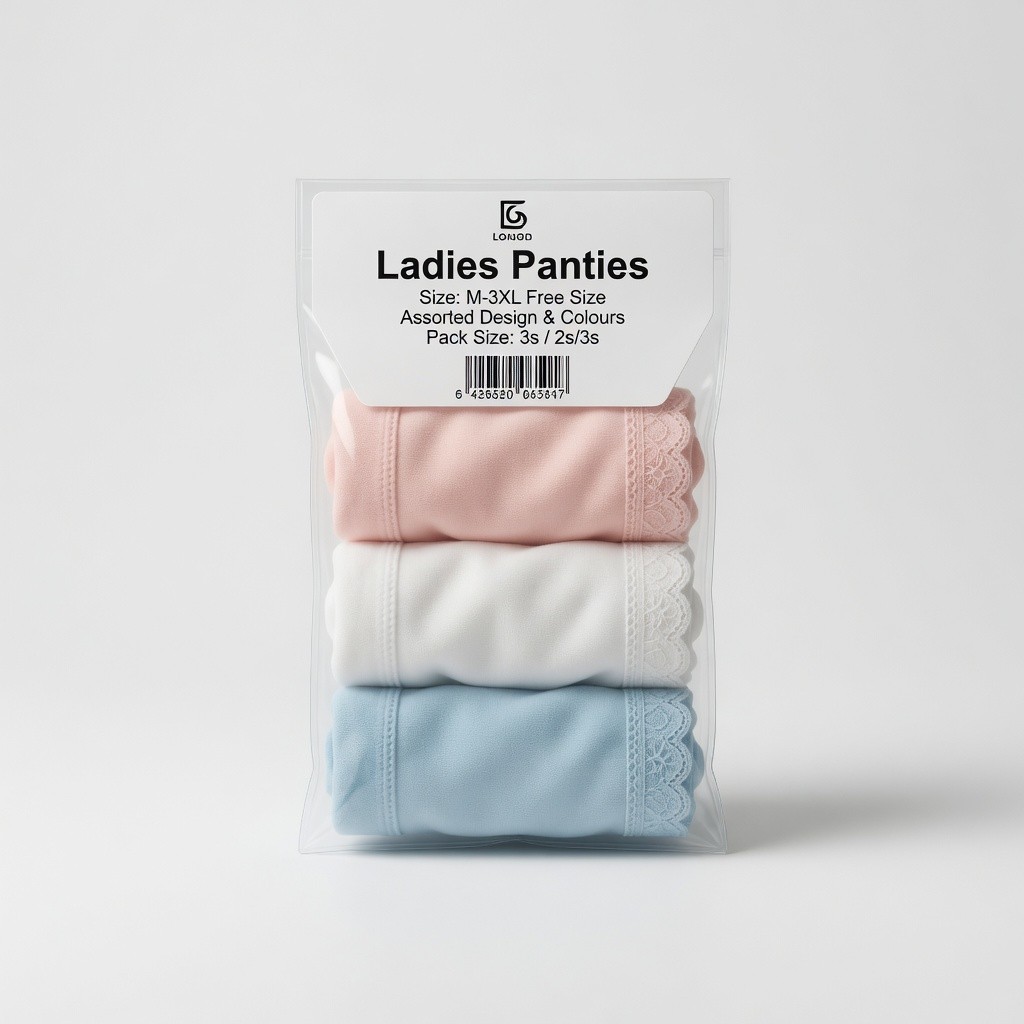 Ladies Panties Size: M-3xl Free Size Assorted Design & Colours 2s/3s