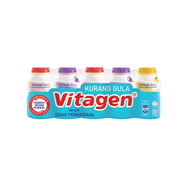 Vitagen Cultured Milk Less Sugar 5 x 125ml (Assorted