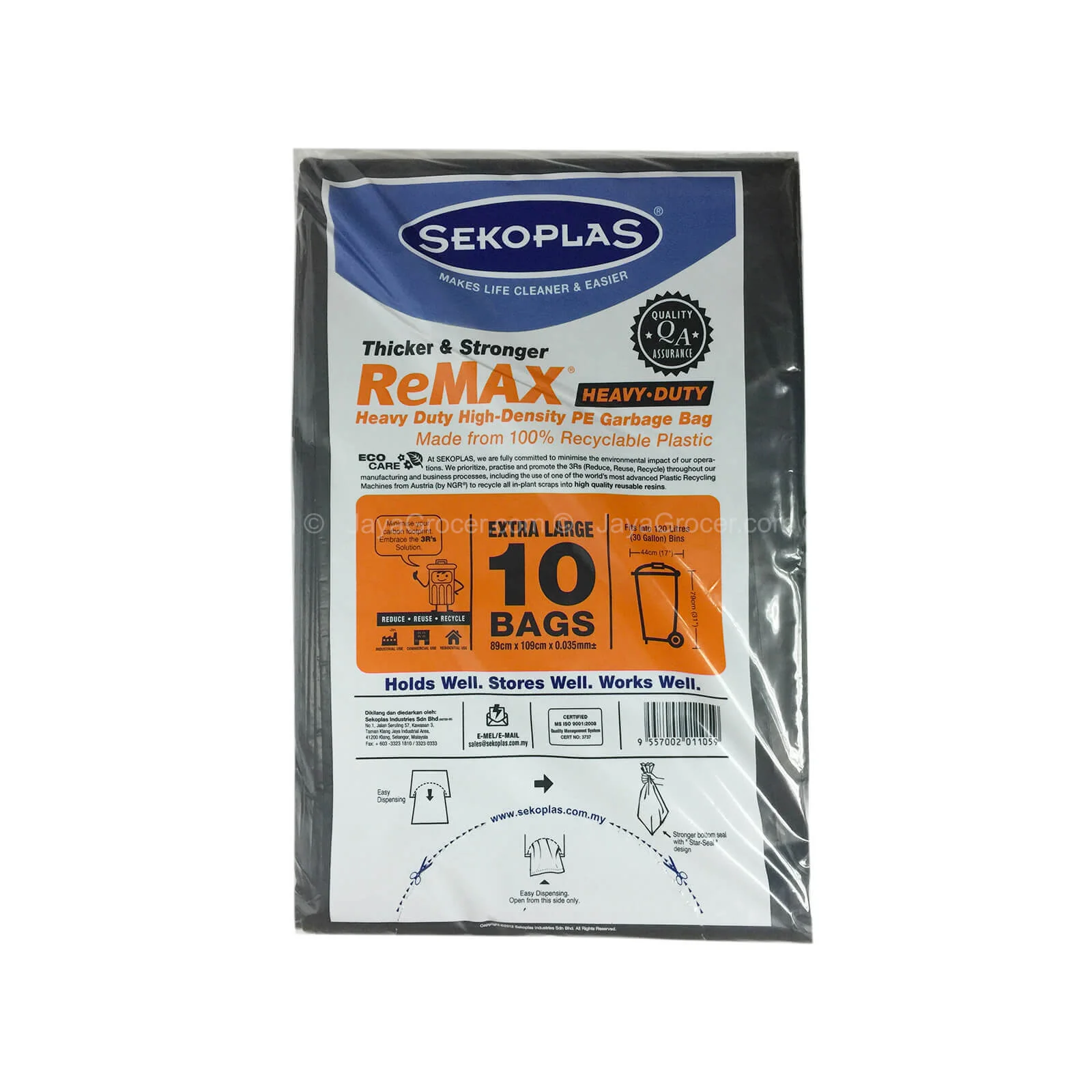Sekoplas Remax Heavy Duty Hdpe Garbage Bags Xl 10pcs/pack