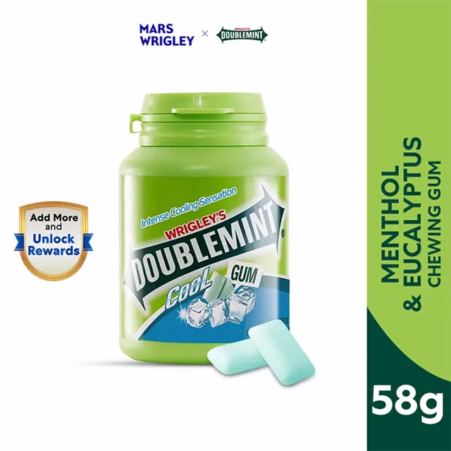 Doublemint Cool Chewing Gum Menthol and Eucalyptus Flavour 58g