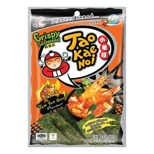 Tao Kae Noi Big Bang Tom Yum Goong Flavour Grilled Seaweed 28g