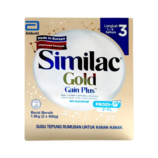 Similac Gain Kid Gold Step4 Bib Baby Formula 600g x 3