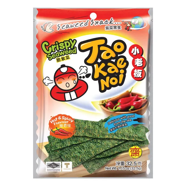 Tao Kae Noi Hot and Spicy Crispy Seaweed Snack 28g
