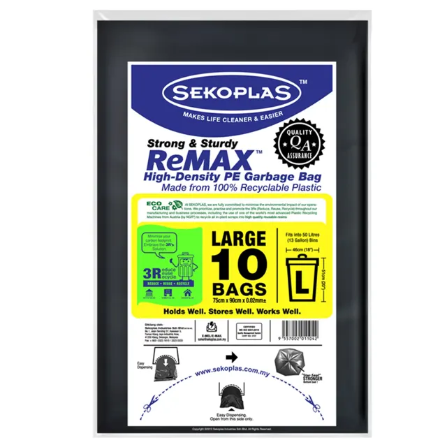 Sekoplas Remax High-Density Pe Garbage Bag (Medium) 30pcs/pack