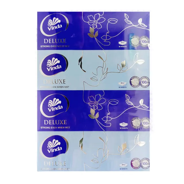 Vinda Deluxe Box Tissue 3Ply, 4×80 pcs
