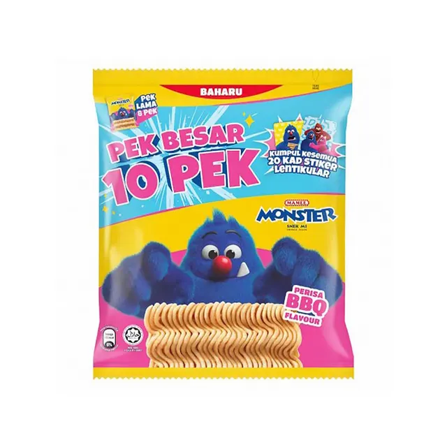 Mamee Monster Noodle Snacks Bbq Flavour Family Pack 20g x 10