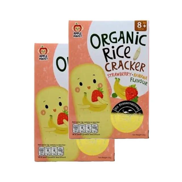 Apple Monkey Rice Cracker Blueberry and strawberry Flavour 30g