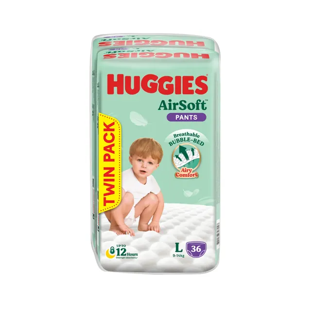 Huggies Pants Airsoft Super Jumbo Pack Twin Pack Large Size 36sheets x 2