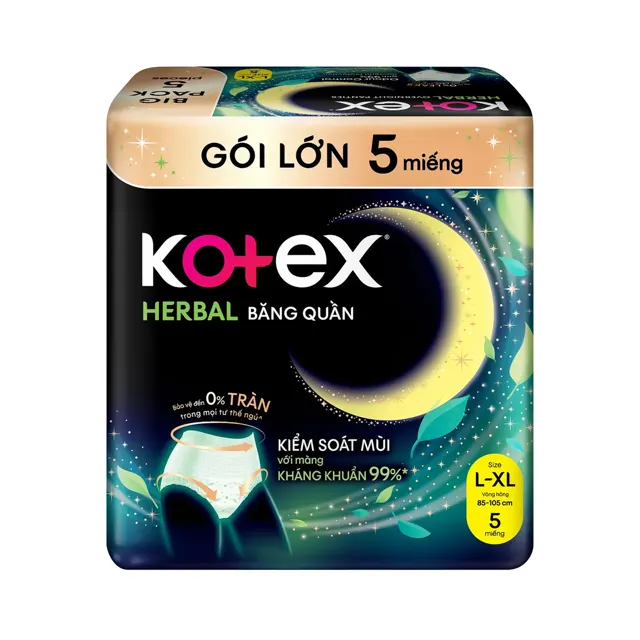 Kotex Overnight Panties Herbal Size M/l 5pcs/pack