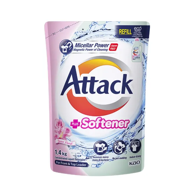 Attack Perfume Floral Concentrated Liquid Detergent Refill 1.4kg