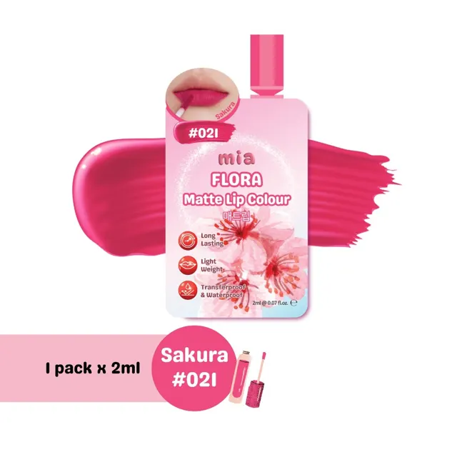 Mia Sakura Flora Matte Lip Colour | Lip Tint | Waterproof Transfer proof [Sachet] 2ml x…