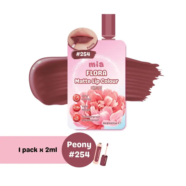 Mia Peony Flora Matte Lip Colour | Lip Tint | Waterproof Transfer proof [Sachet] 2ml x…