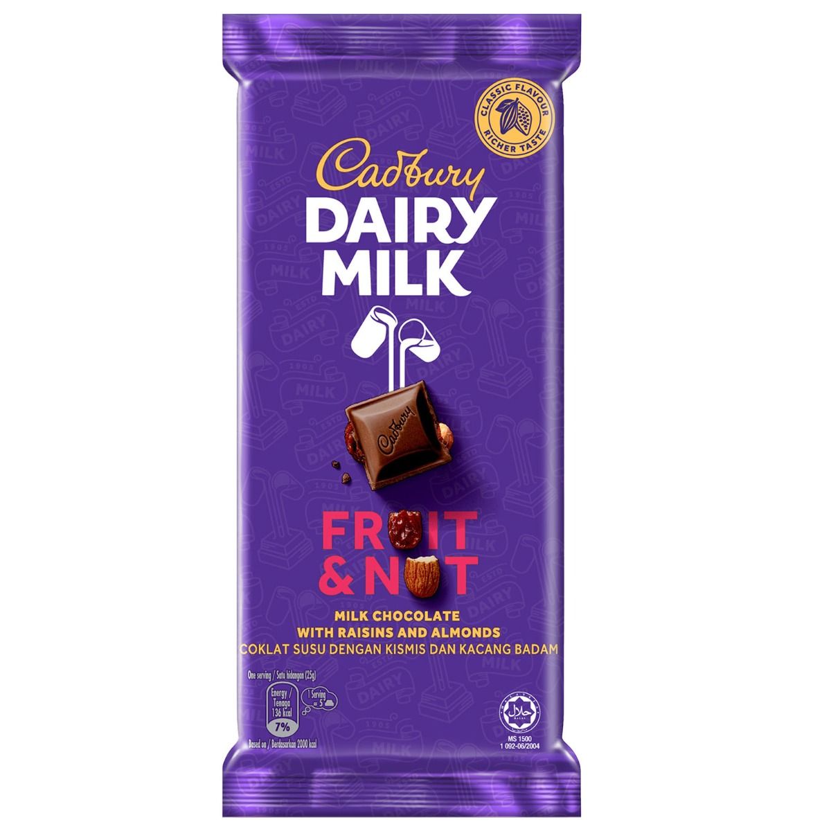 Cadbury Dairy Milk Fruit and Nut Chocolate Bar 130g
