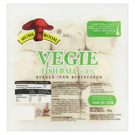 Mushroom Brand Veggie Fish Ball 180g/pkt