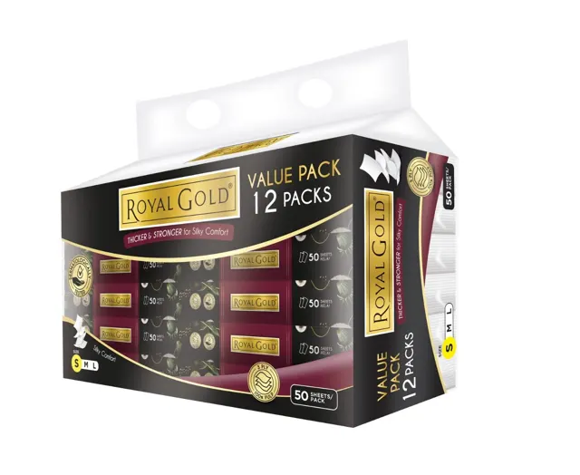 Royal Gold 3-Ply Tissues 12 x 50 sheets Assorted
