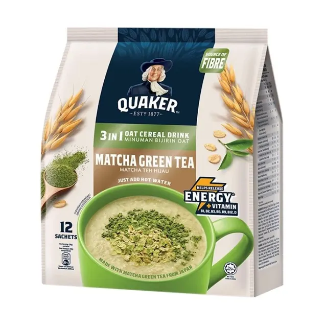 Quaker 3 In 1 Matcha Green Tea 12 X 28g