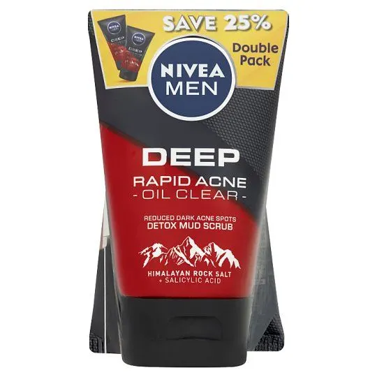 Nivea (m) Deep Acne Scrub Mudfoam 2×100g