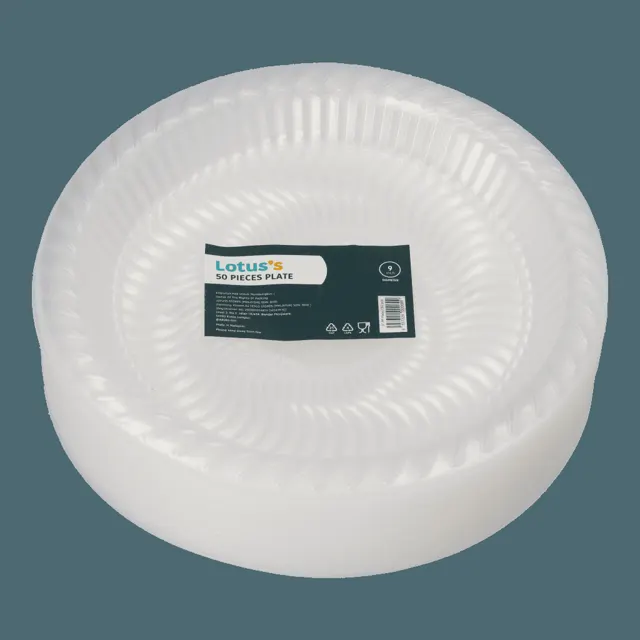 Lotuss 9in Plastic Plates 50PCS
