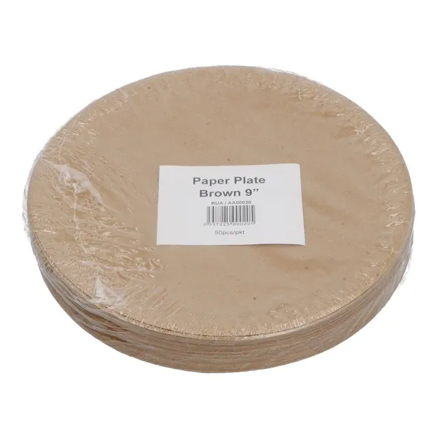 Abba 9inch Brown Paper Plate 50S