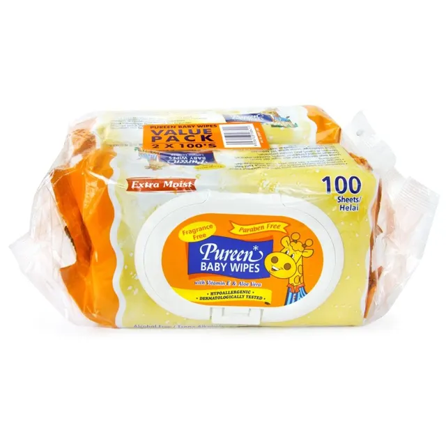 Pureen Baby Wipes Fragrance Free - Orange (80's x 2