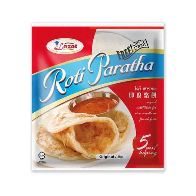 Lazat Roti Prata Original 5's Free Dhall 400g