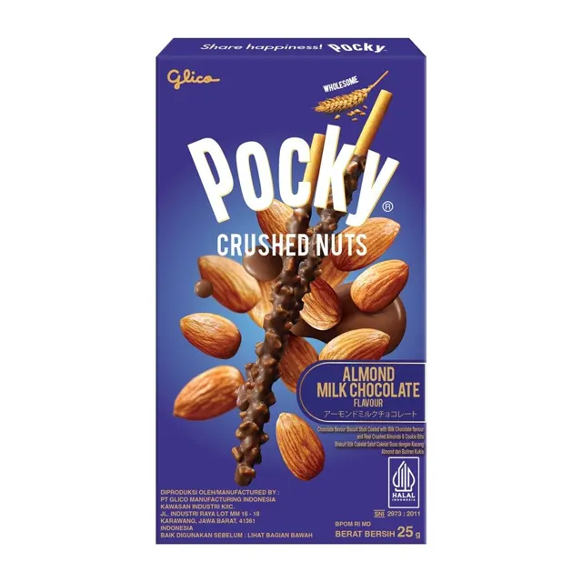 Pocky Crushed Nuts Almond Milk Choc 25g