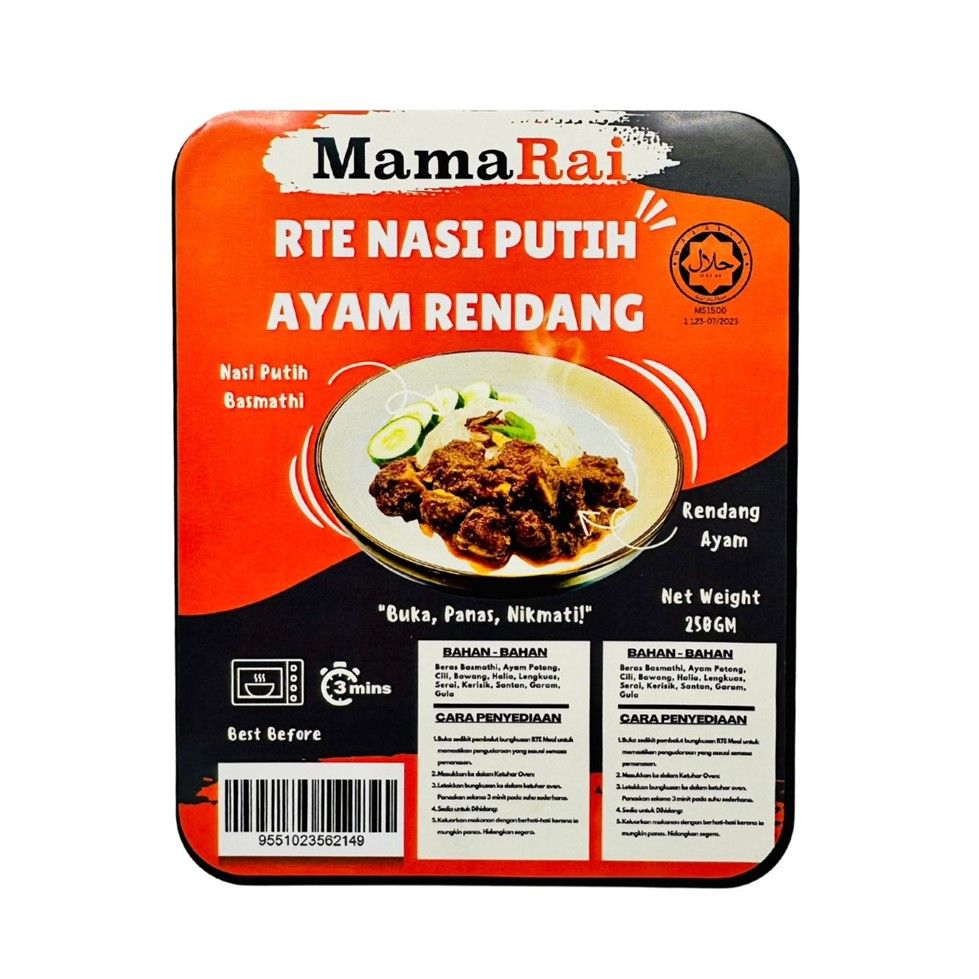 Mamarai Nasi Putih Ayam Rendang 250g