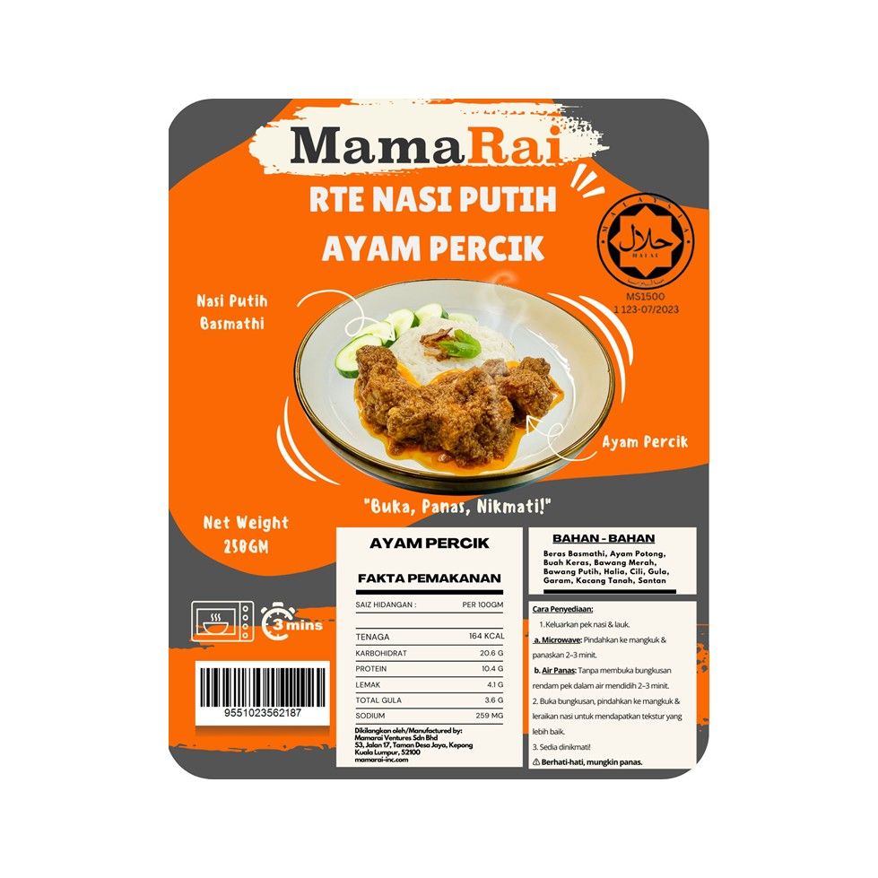 Mamarai Nasi Putih Ayam Percik 250g